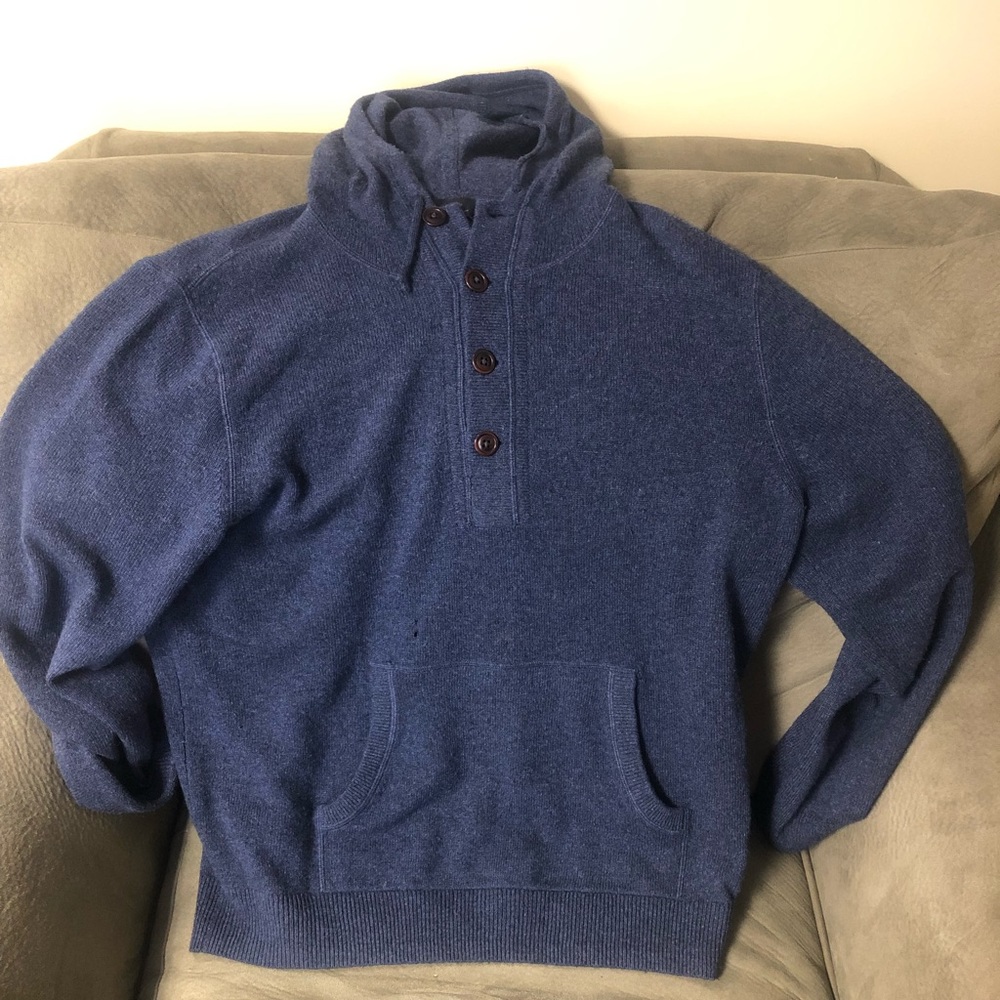 100% Italian Cashmere J Crew Sweater Henley Hoodie